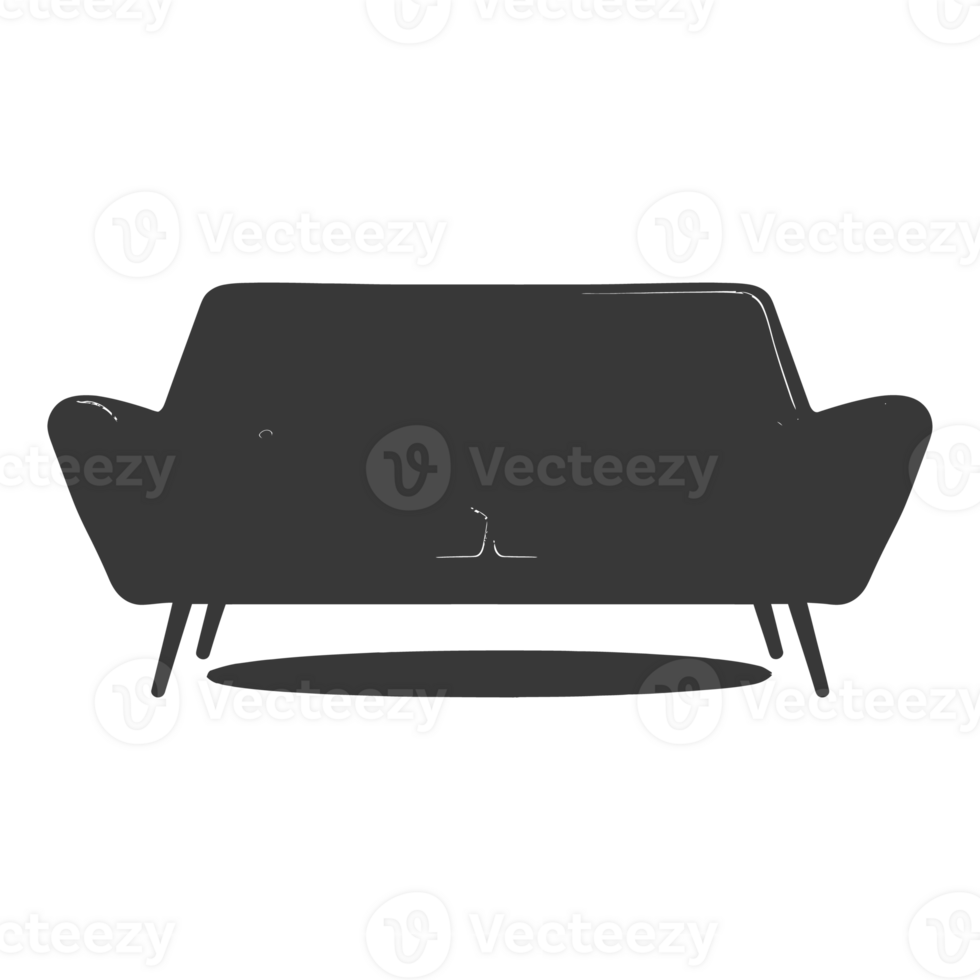 AI generated Silhouette Scandinavian sofa black color only png