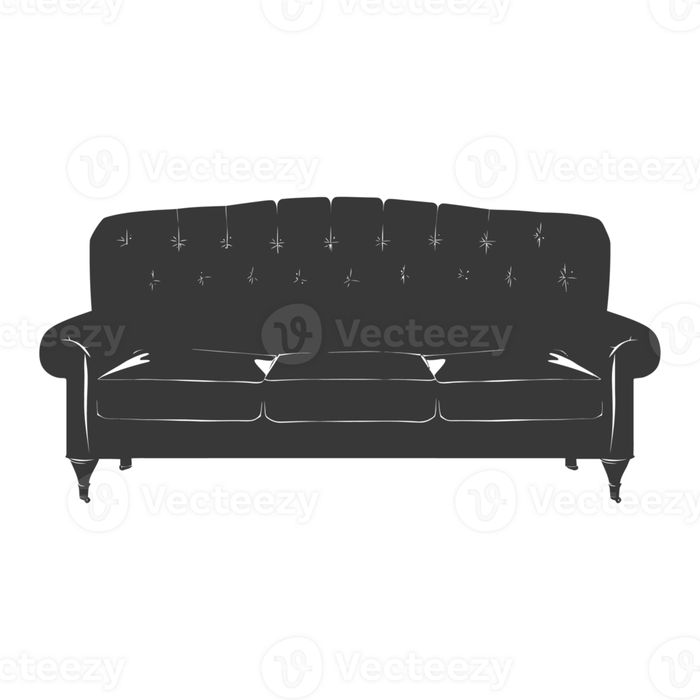 AI generated Silhouette Scandinavian sofa black color only png