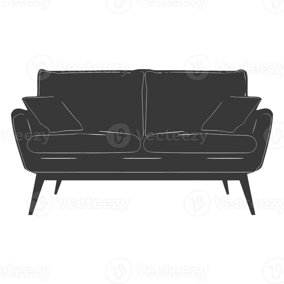 AI generated Silhouette Scandinavian sofa black color only png