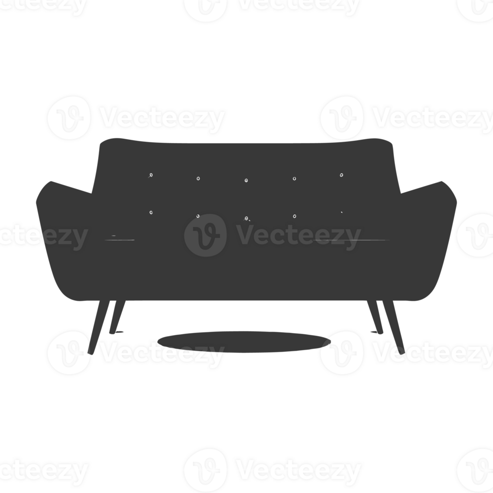 AI generated Silhouette Scandinavian sofa black color only png
