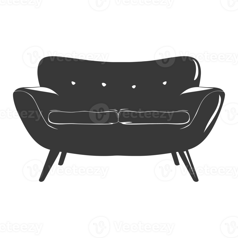 AI generated Silhouette Scandinavian sofa black color only png