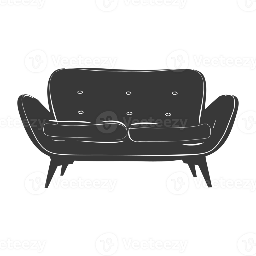 AI generated Silhouette Scandinavian sofa black color only png