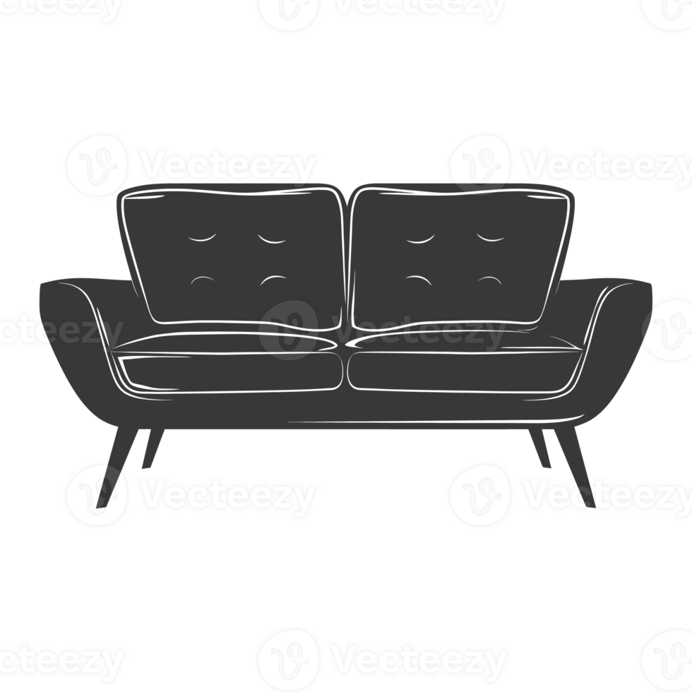 AI generated Silhouette Scandinavian sofa black color only png