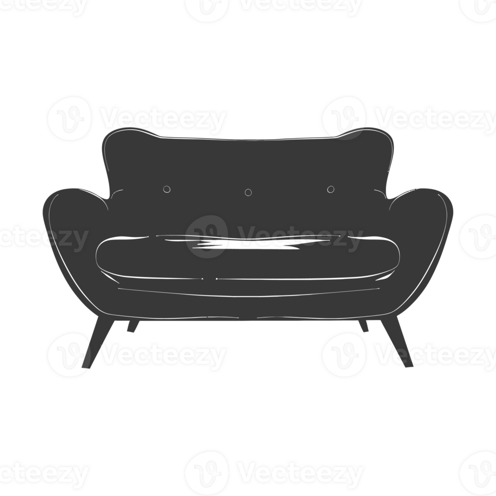 AI generated Silhouette Scandinavian sofa black color only png