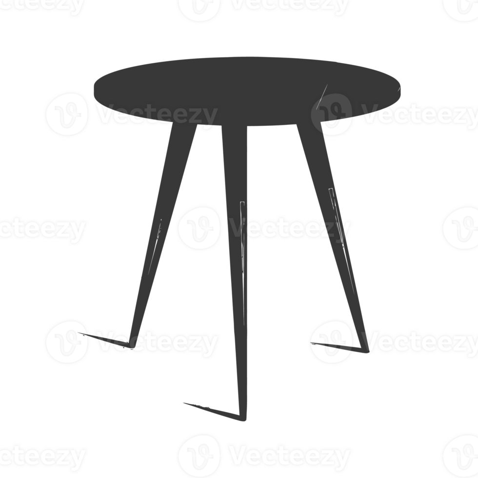 AI generated Silhouette Scandinavian table black color only png