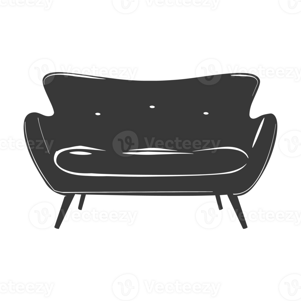 AI generated Silhouette Scandinavian sofa black color only png