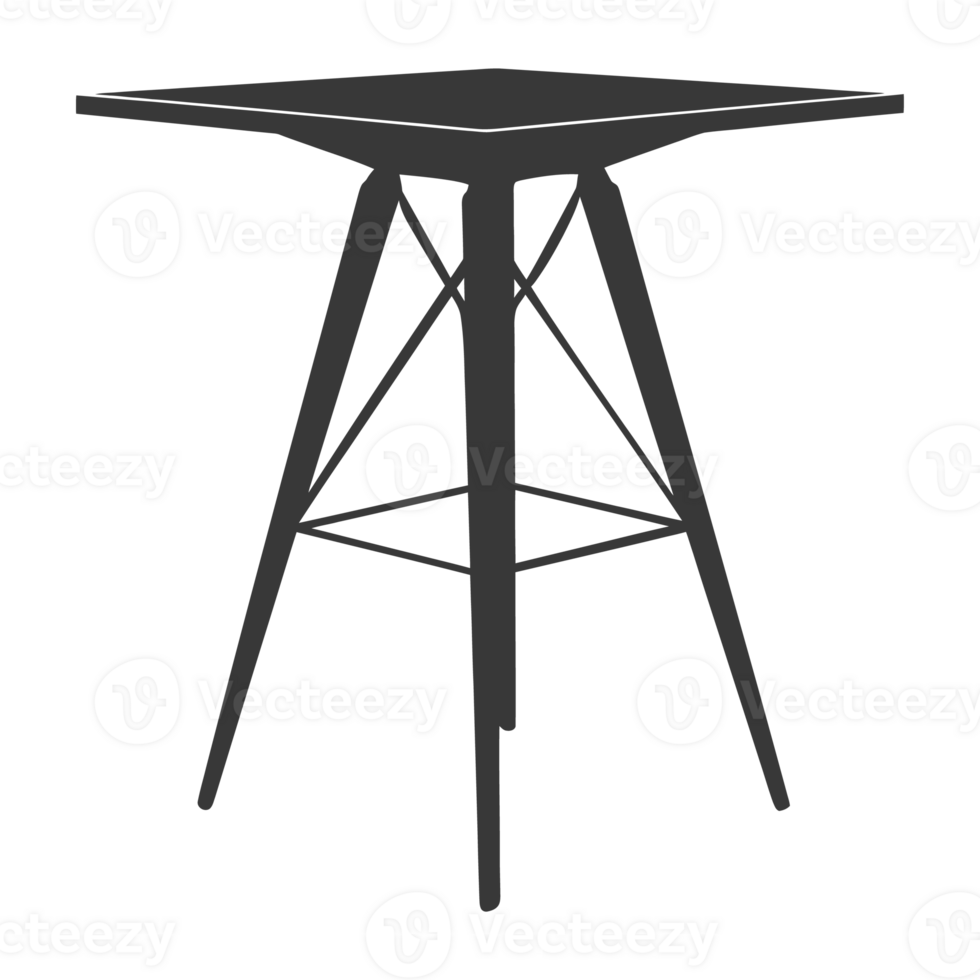 AI generated Silhouette Scandinavian table black color only png