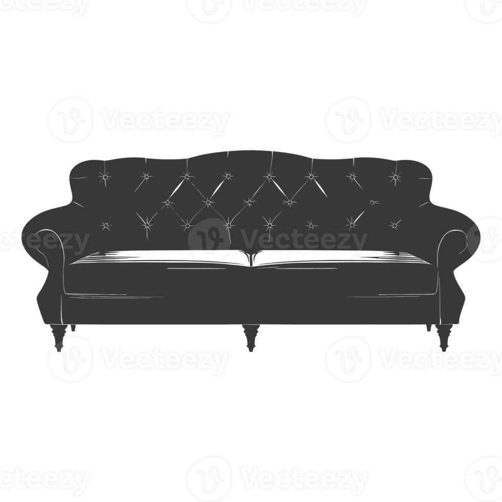 AI generated Silhouette Scandinavian sofa black color only png