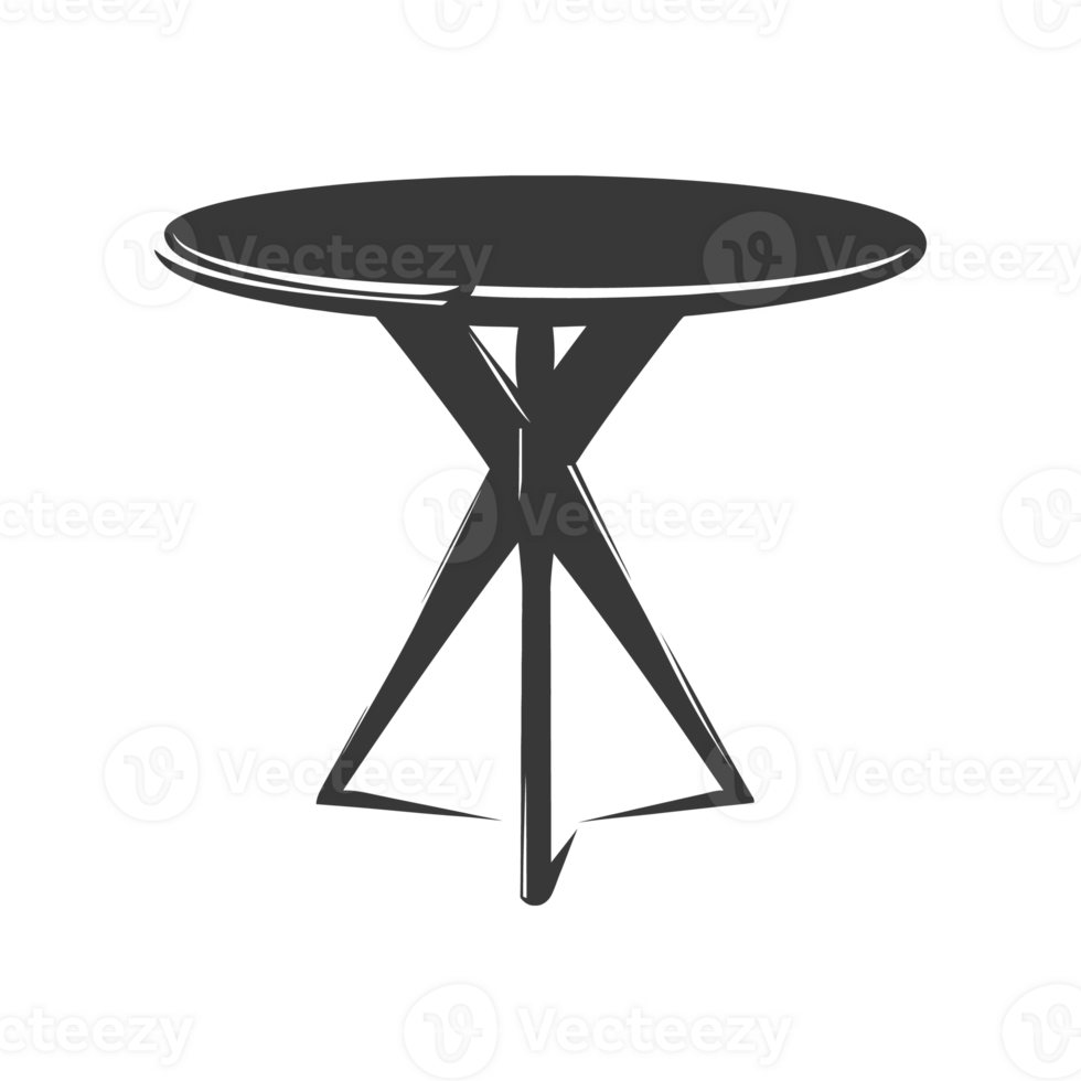 AI generated Silhouette Scandinavian table black color only png