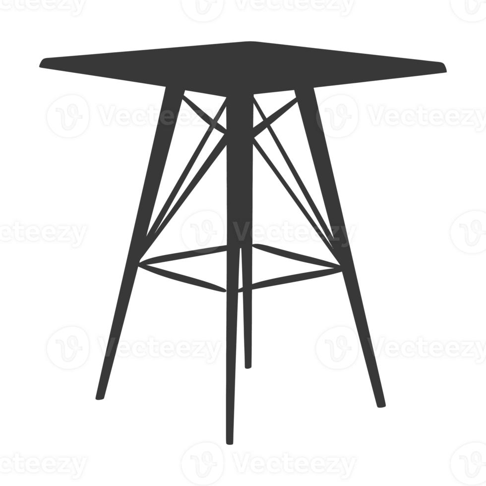 AI generated Silhouette Scandinavian table black color only png