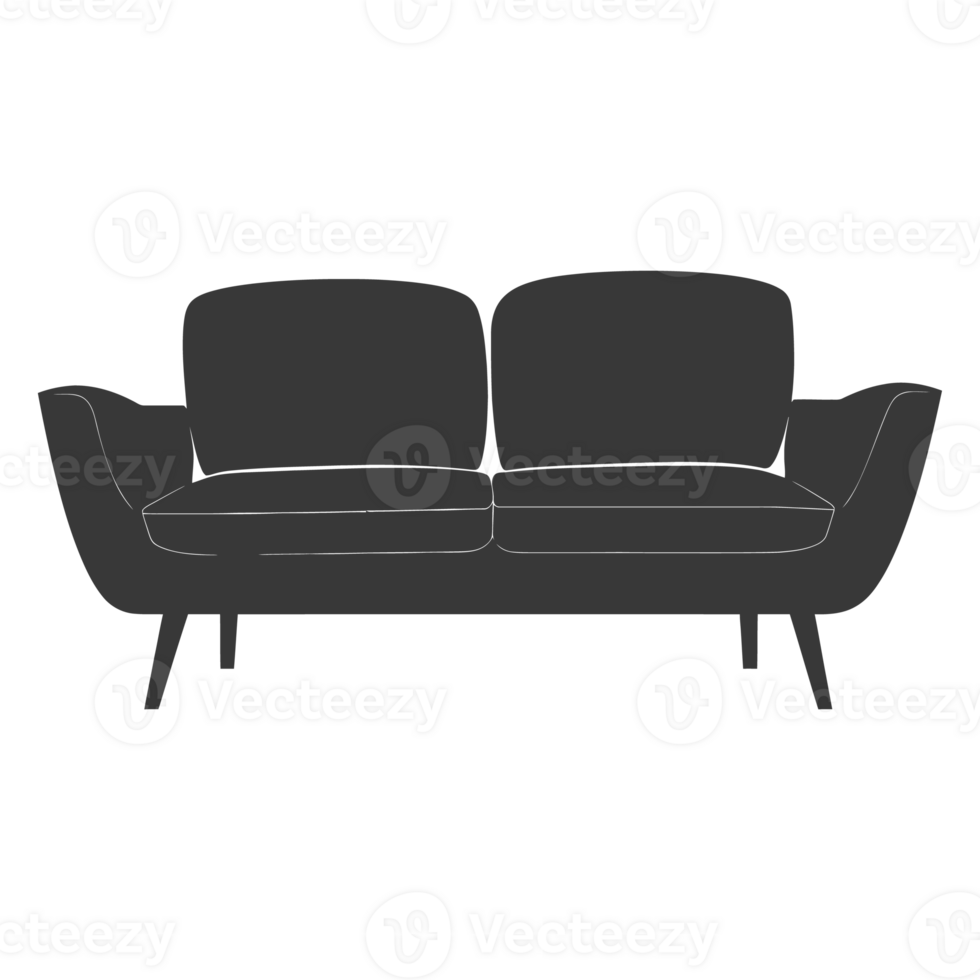 AI generated Silhouette Scandinavian sofa black color only png