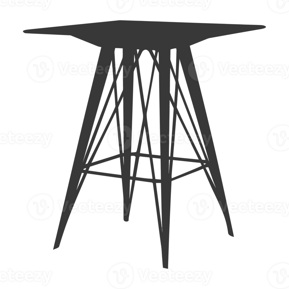 AI generated Silhouette Scandinavian table black color only png