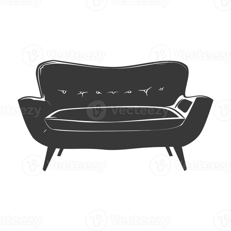 AI generated Silhouette Scandinavian sofa black color only png