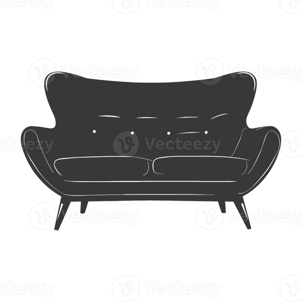 AI generated Silhouette Scandinavian sofa black color only png