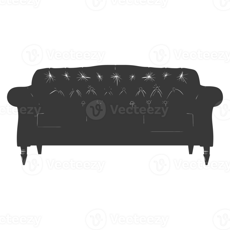 AI generated Silhouette Scandinavian sofa black color only png