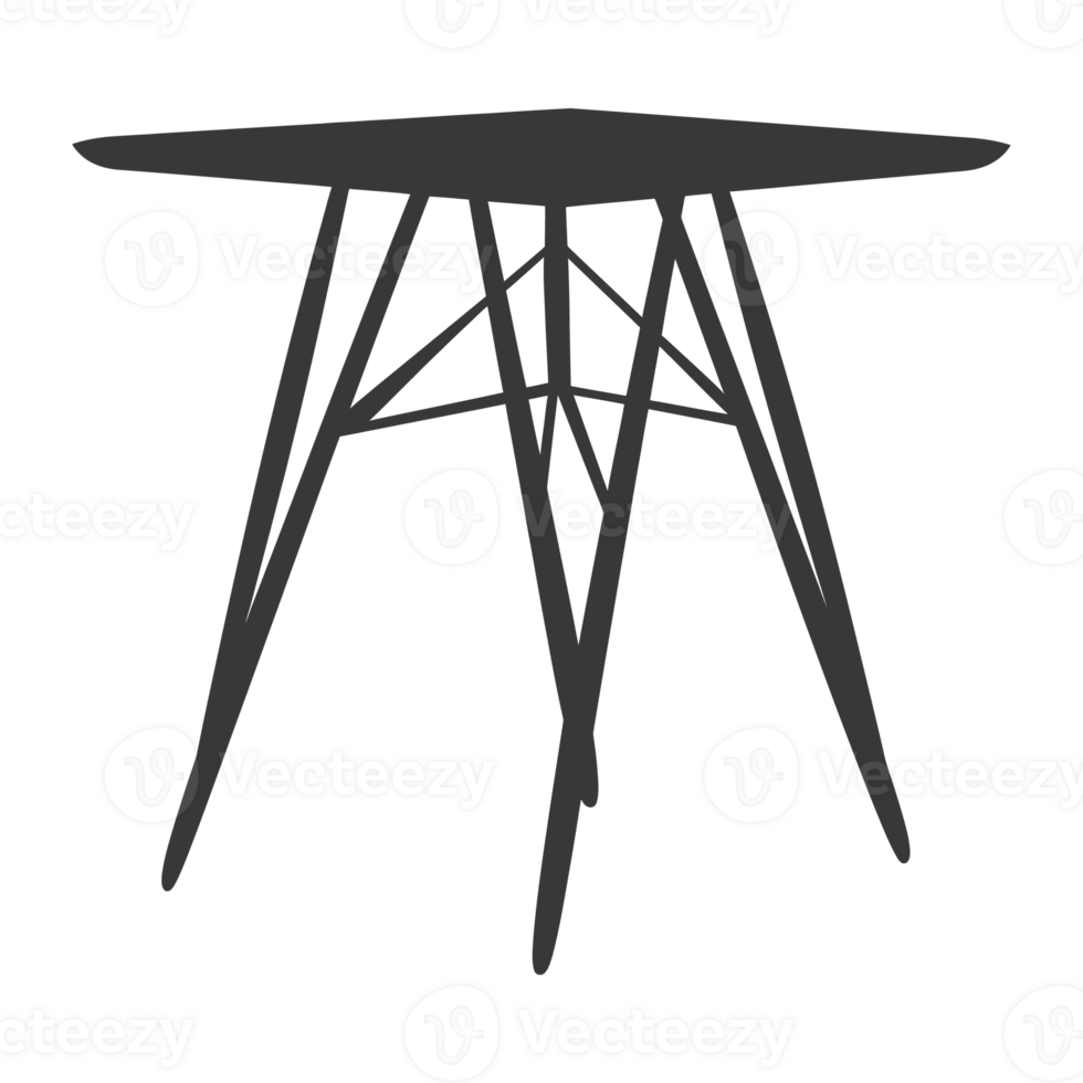 AI generated Silhouette Scandinavian table black color only png