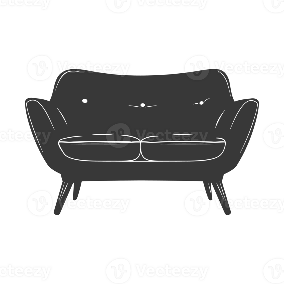 AI generated Silhouette Scandinavian sofa black color only png