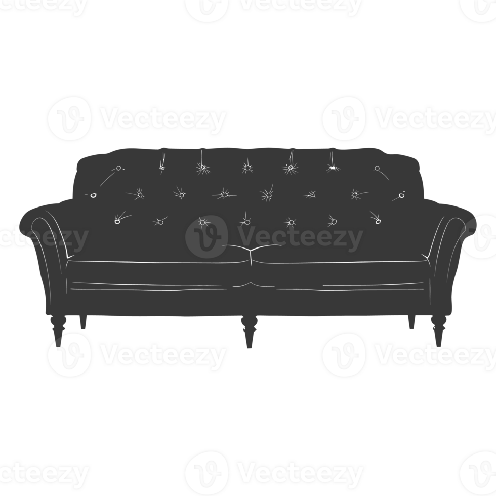 AI generated Silhouette Scandinavian sofa black color only png