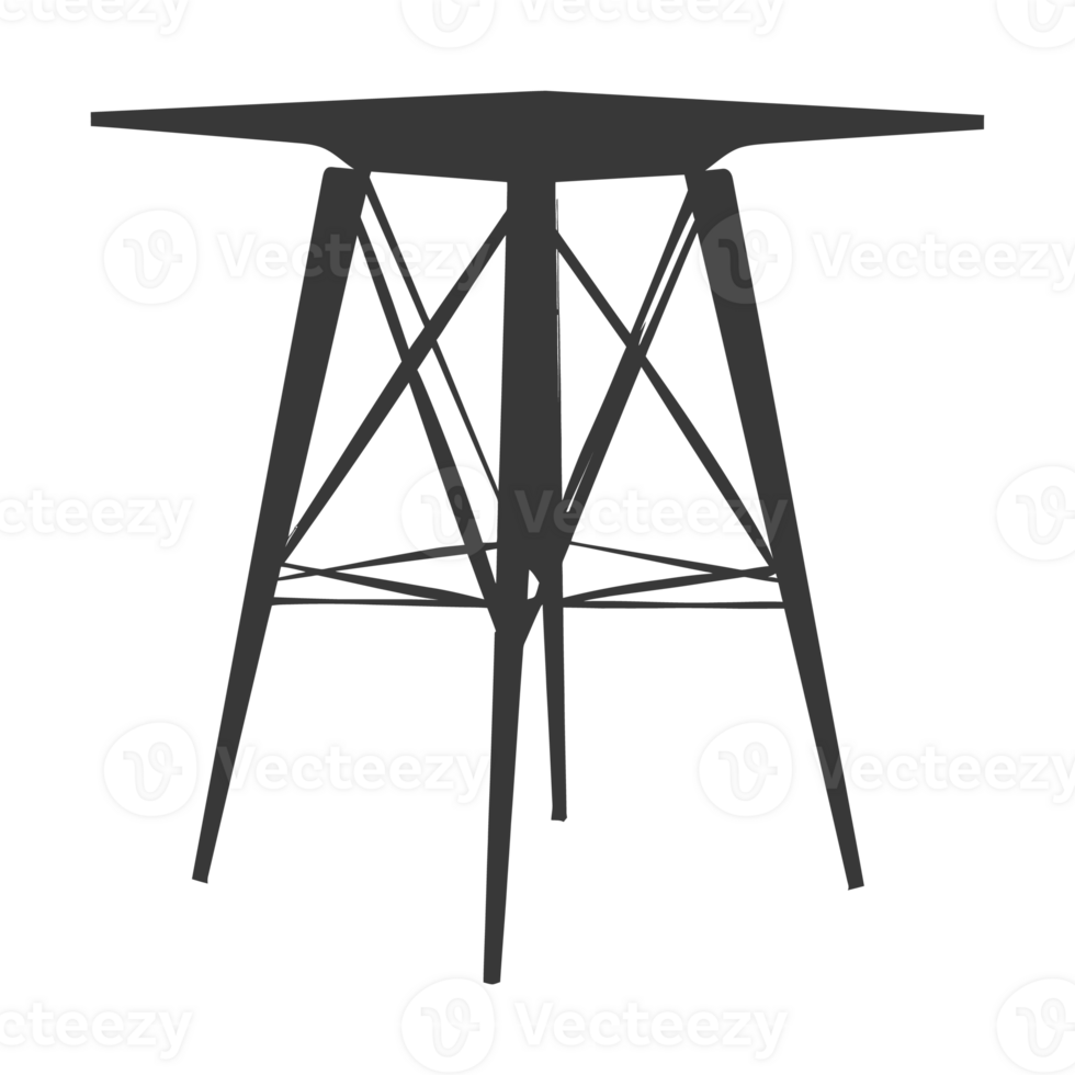 AI generated Silhouette Scandinavian table black color only png