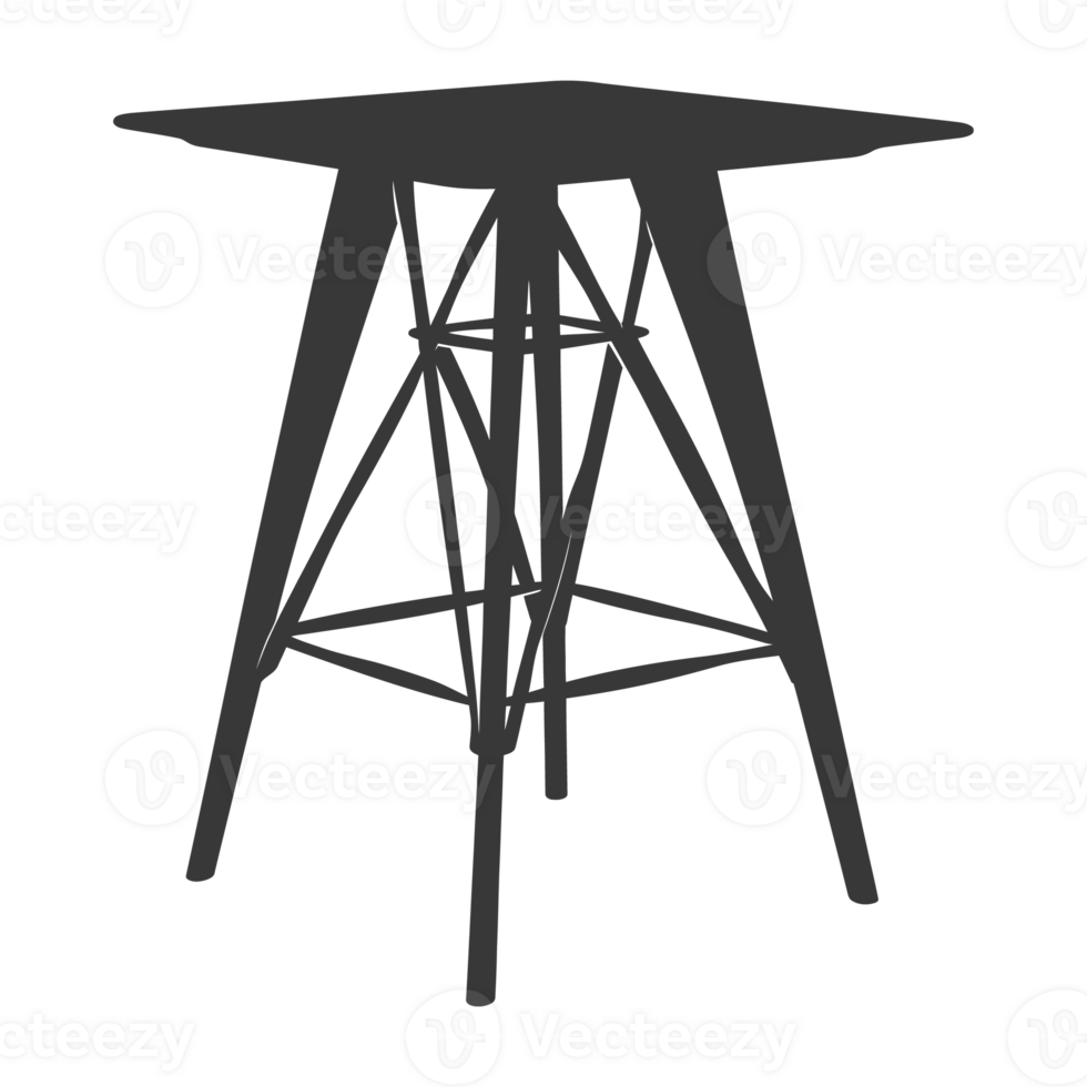 AI generated Silhouette Scandinavian table black color only png