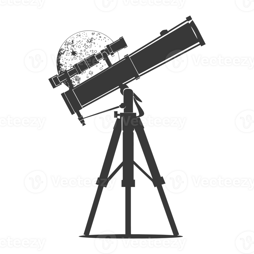 AI generated Silhouette telescope black color only png