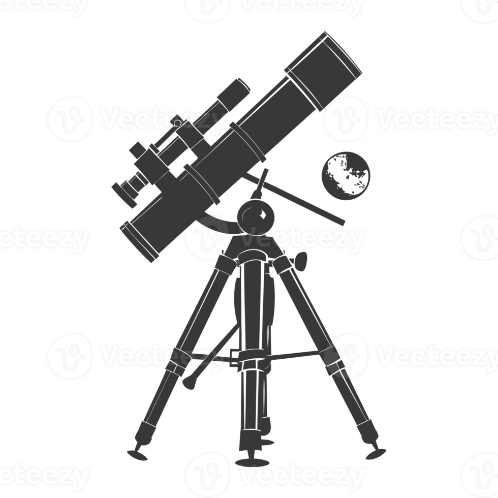 AI generated Silhouette telescope black color only png