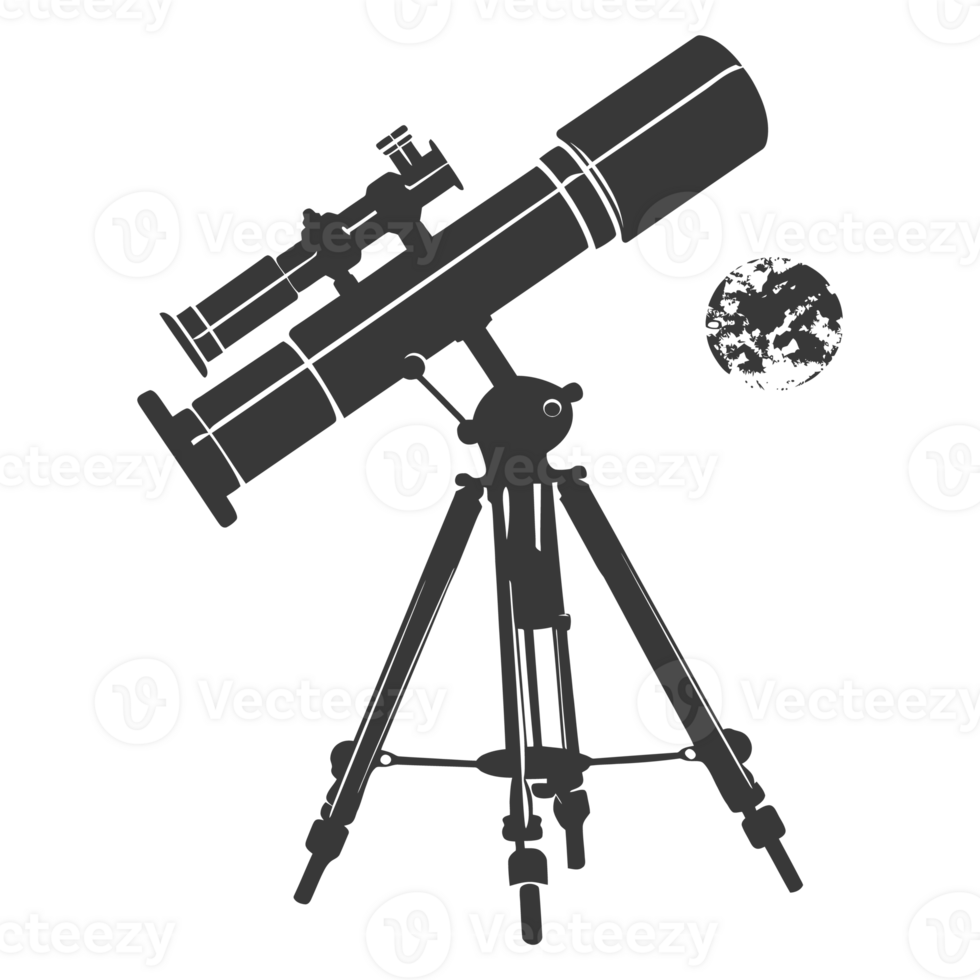 AI generated Silhouette telescope black color only png