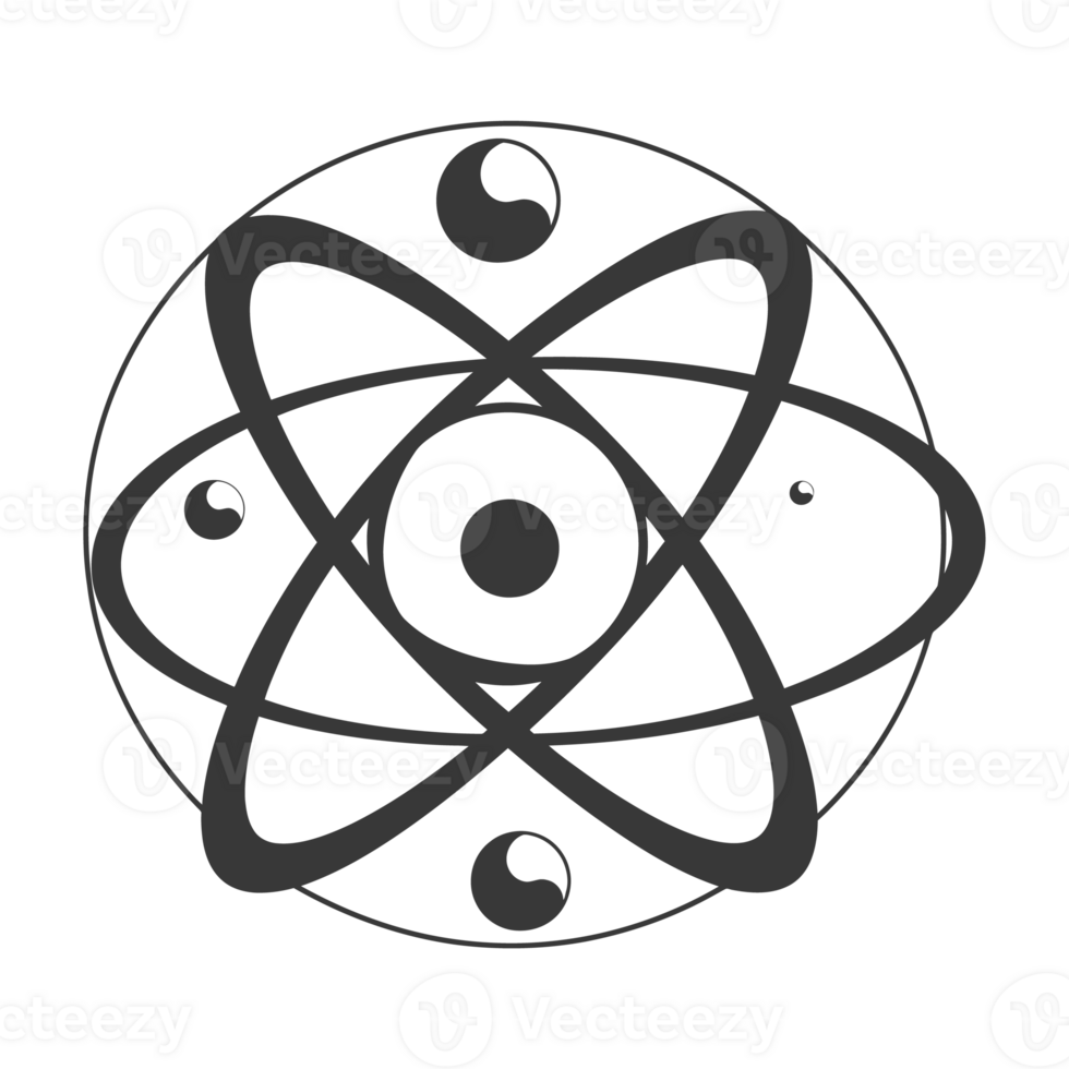 AI generated Silhouette Atom symbol black color only png