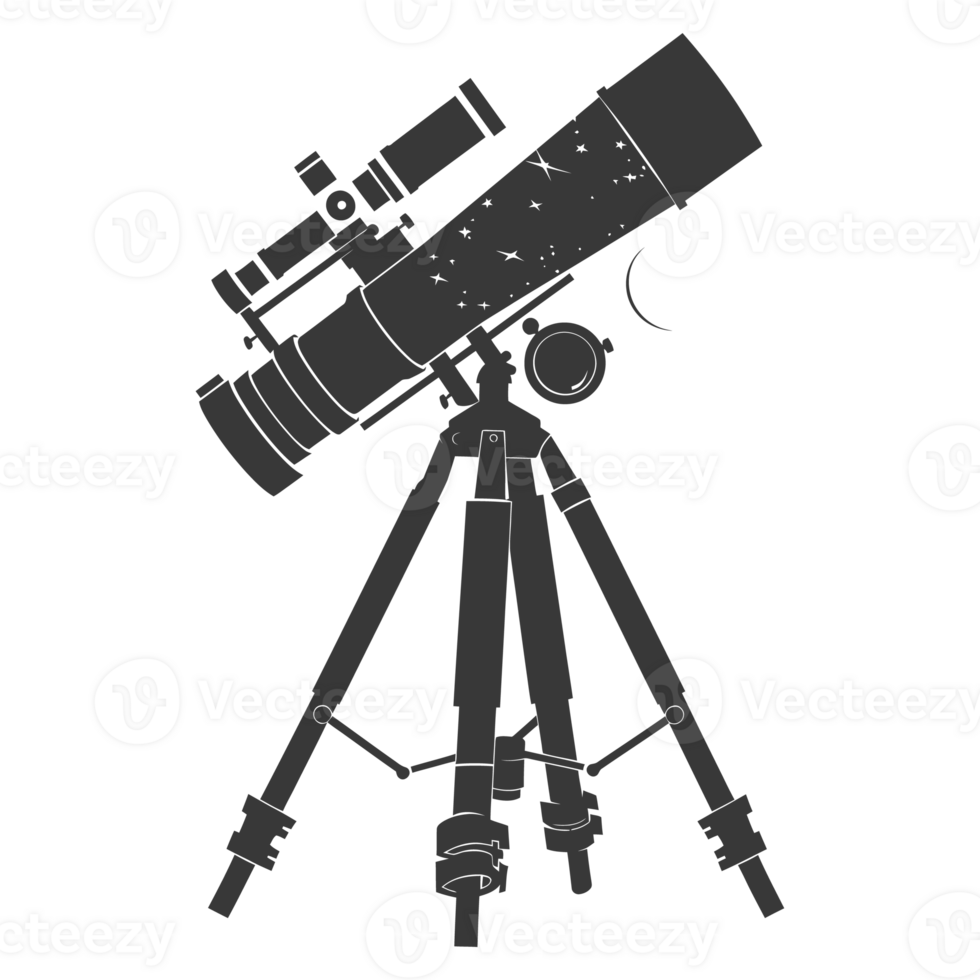 AI generated Silhouette telescope black color only png