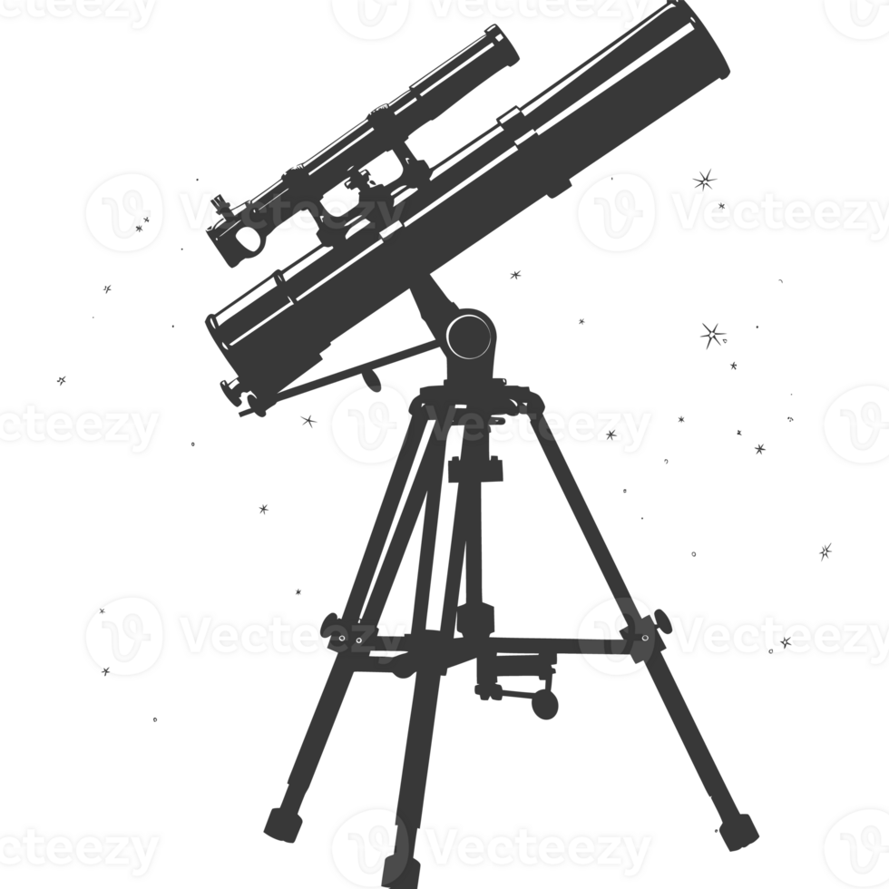 AI generated Silhouette telescope black color only png