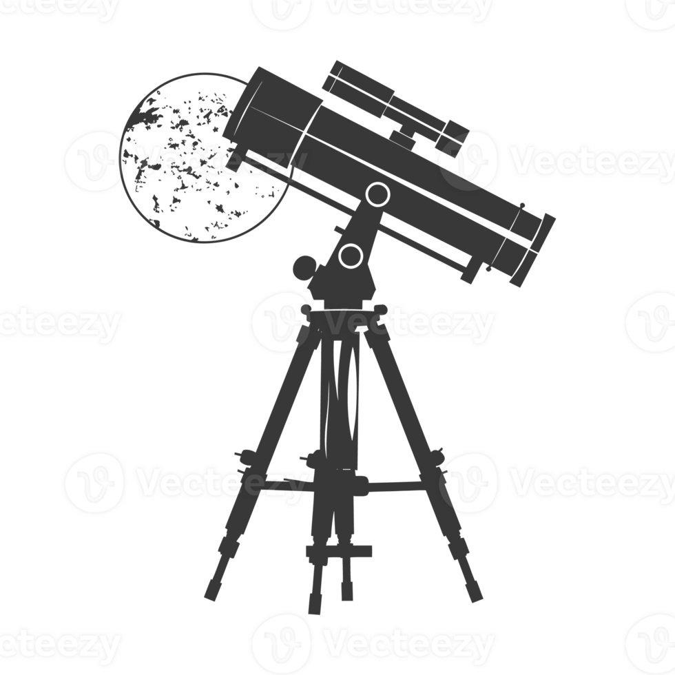 AI generated Silhouette telescope black color only png