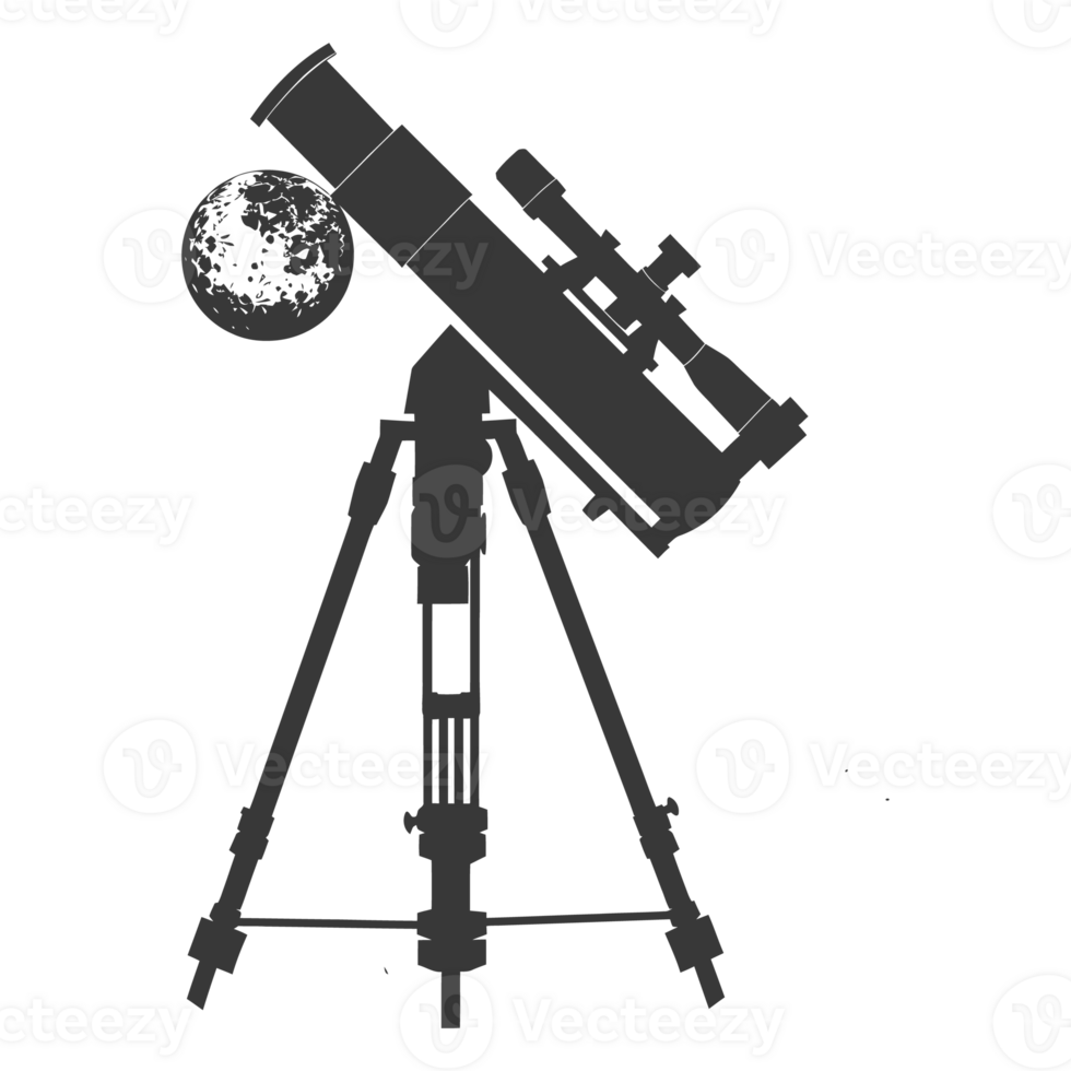 AI generated Silhouette telescope black color only png