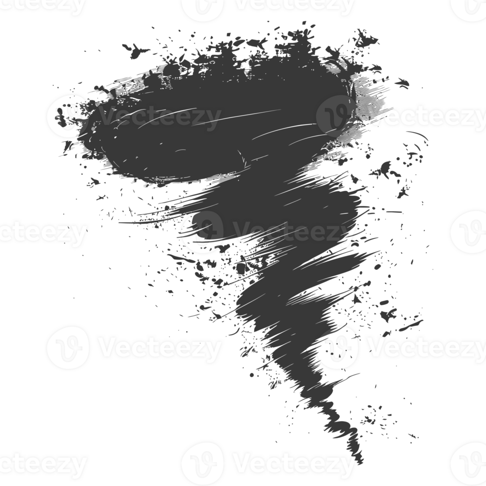AI generated Silhouette Tornado whirlwind black color only png