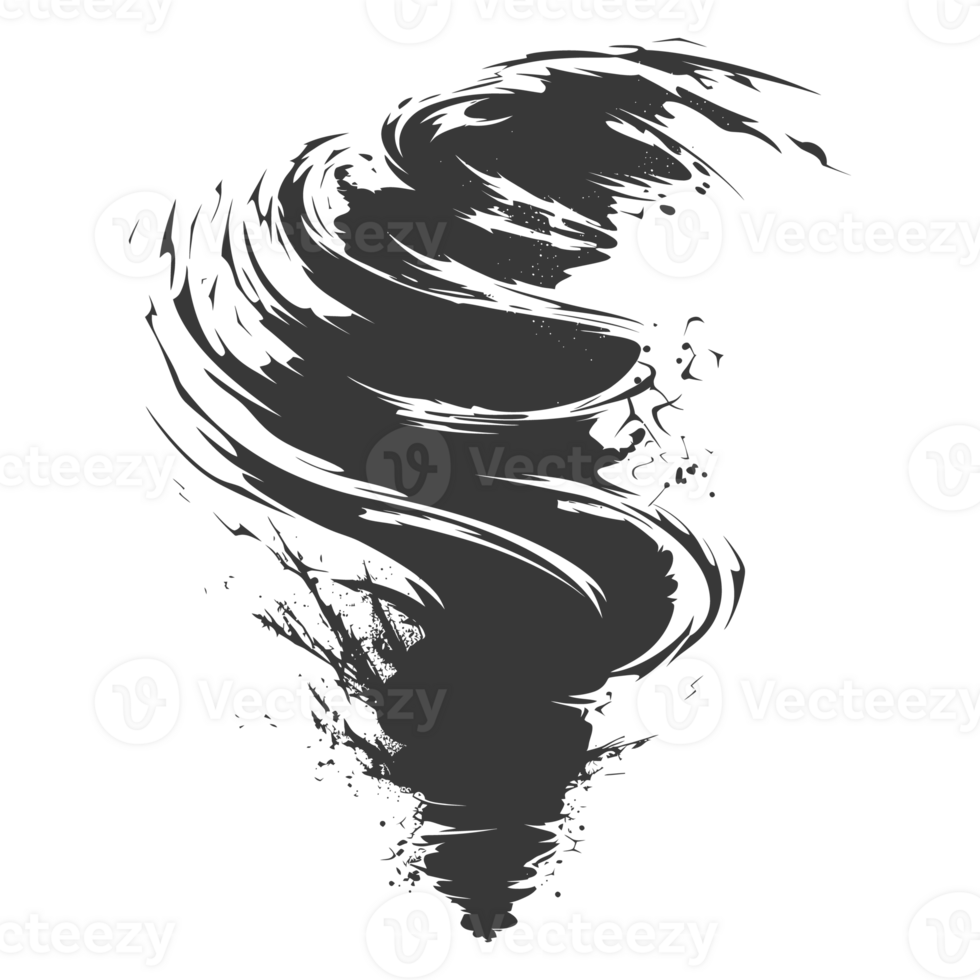 AI generated Silhouette Tornado whirlwind black color only png