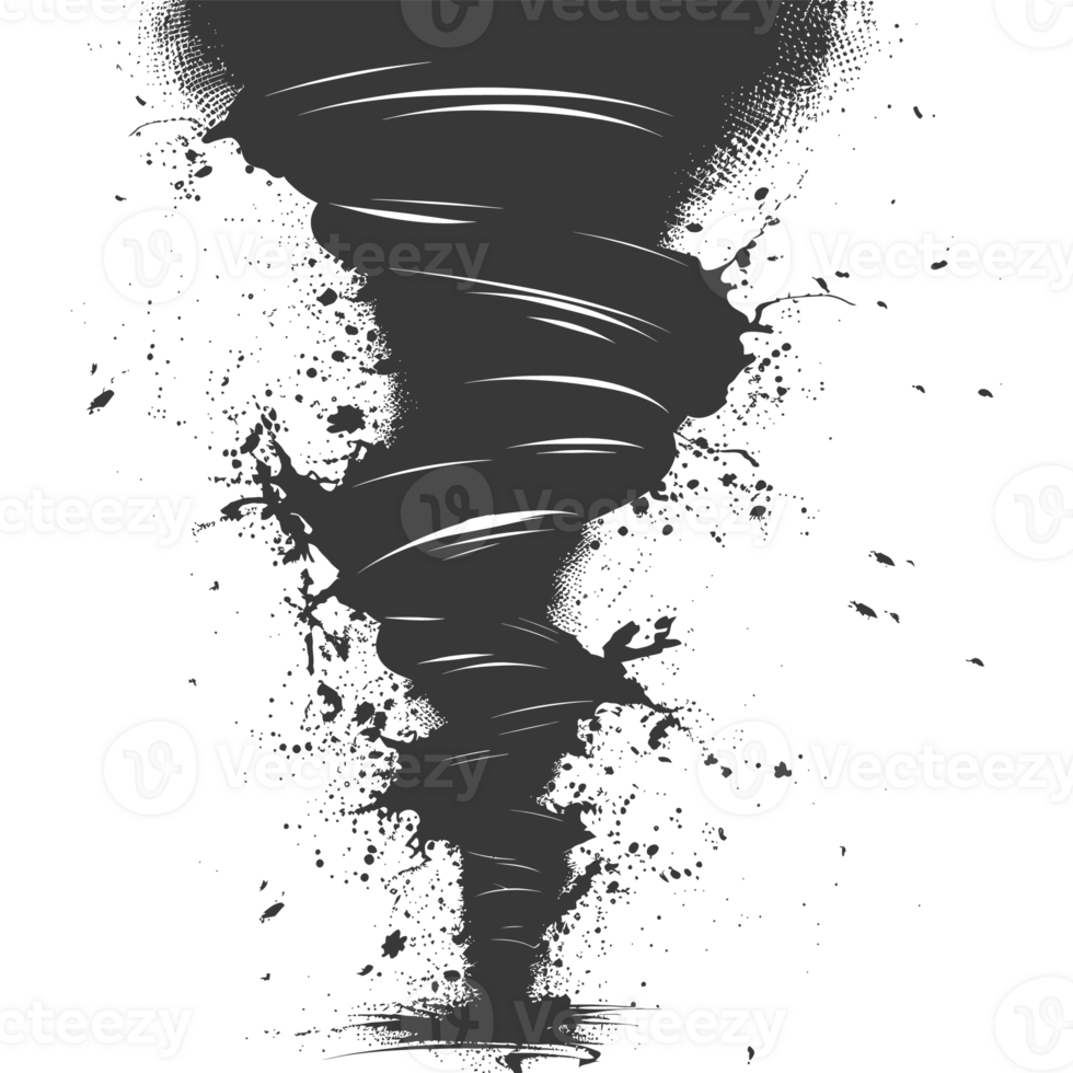 AI generated Silhouette Tornado whirlwind black color only png