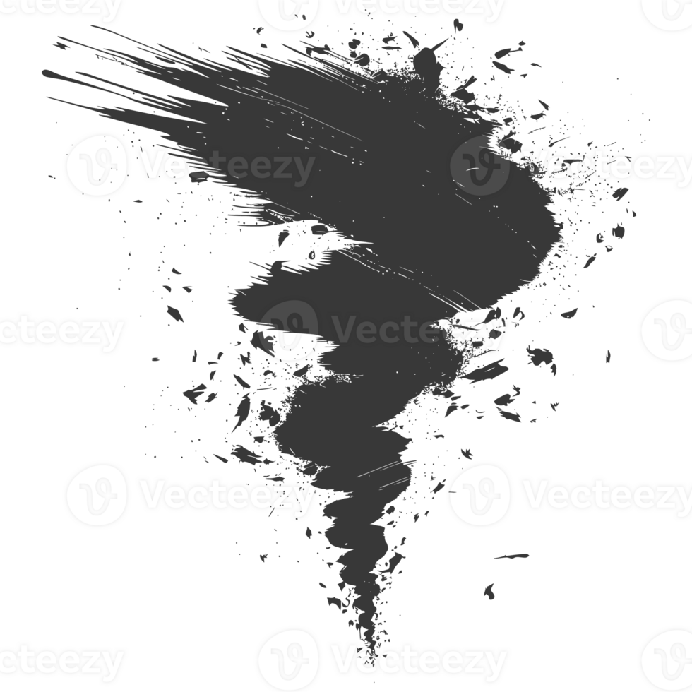 AI generated Silhouette Tornado whirlwind black color only png