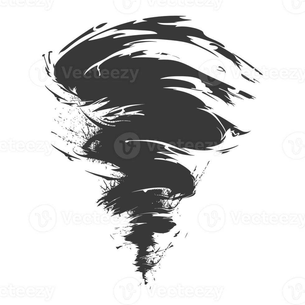 AI generated Silhouette Tornado whirlwind black color only png