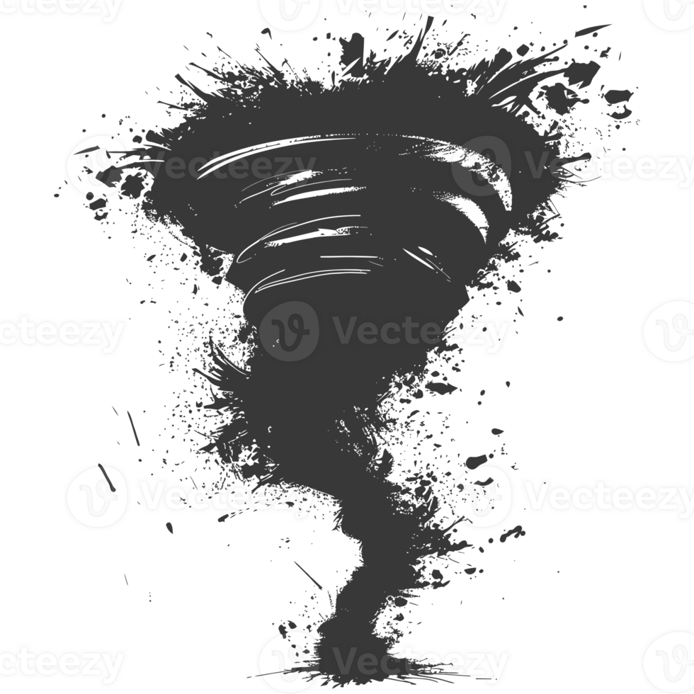 AI generated Silhouette Tornado whirlwind black color only png