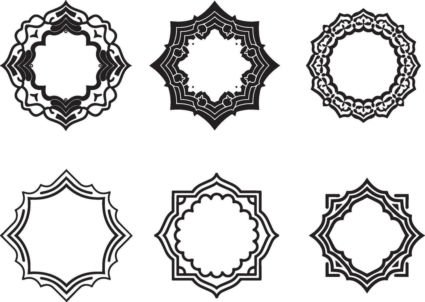 set of black Islamic frames shapes badges vector