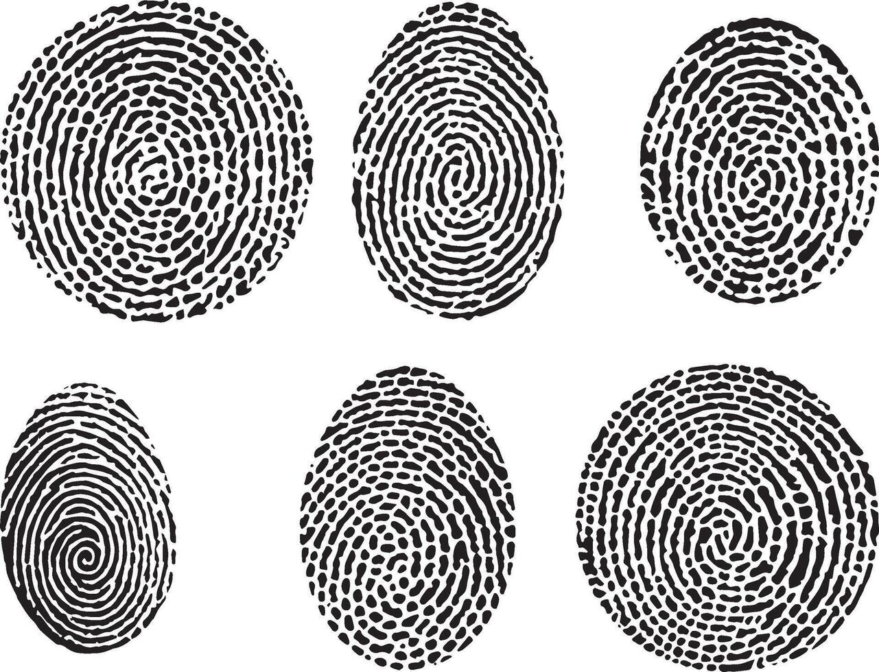 Set of Vector black isolated fingerprint on white background