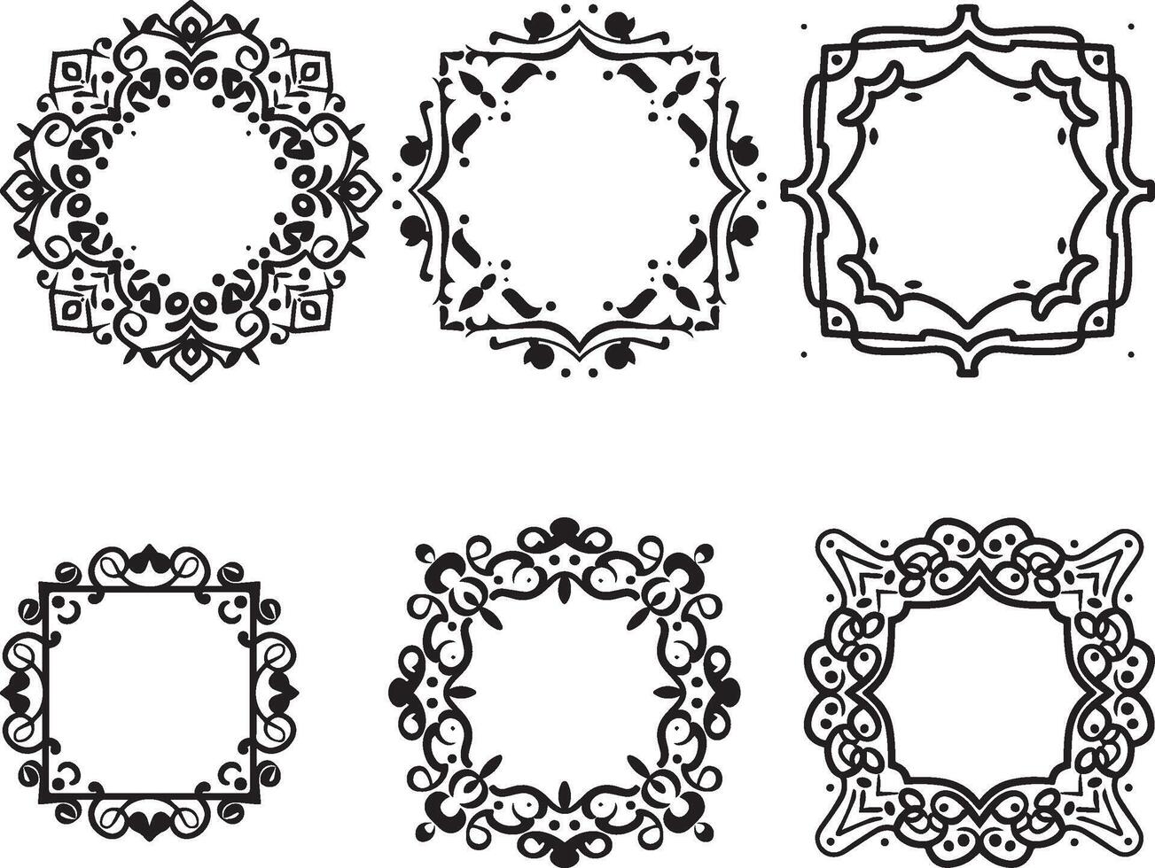 Set of frames border design, vector. on isolated white background vector