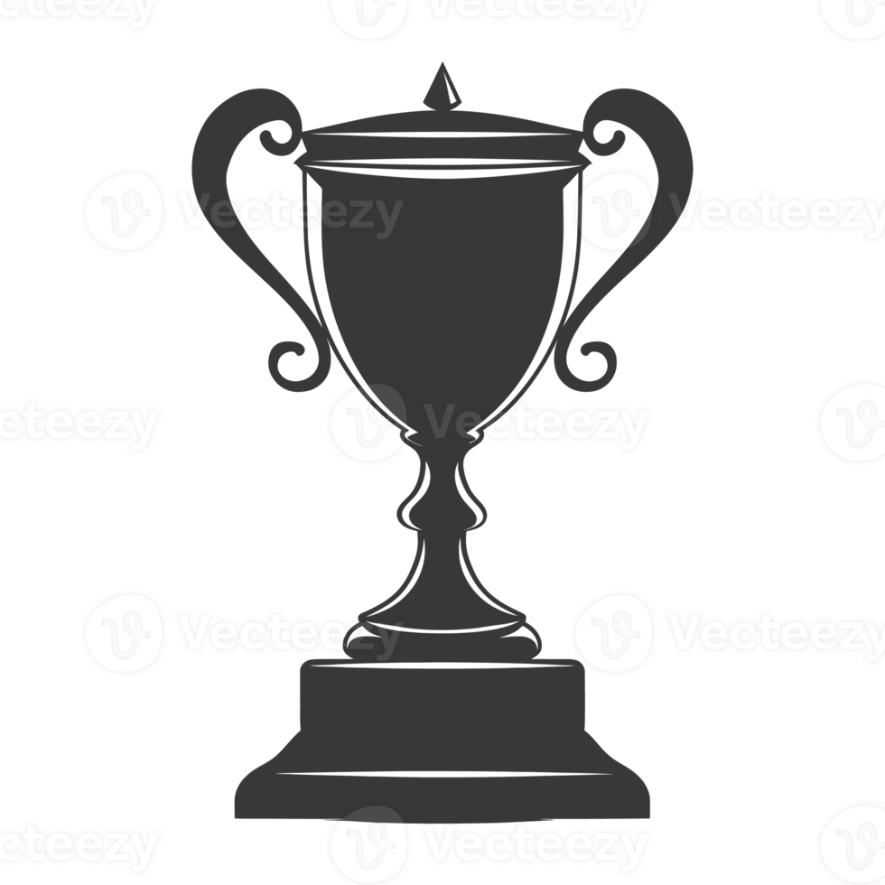 AI generated Silhouette trophy winner symbol black color only png