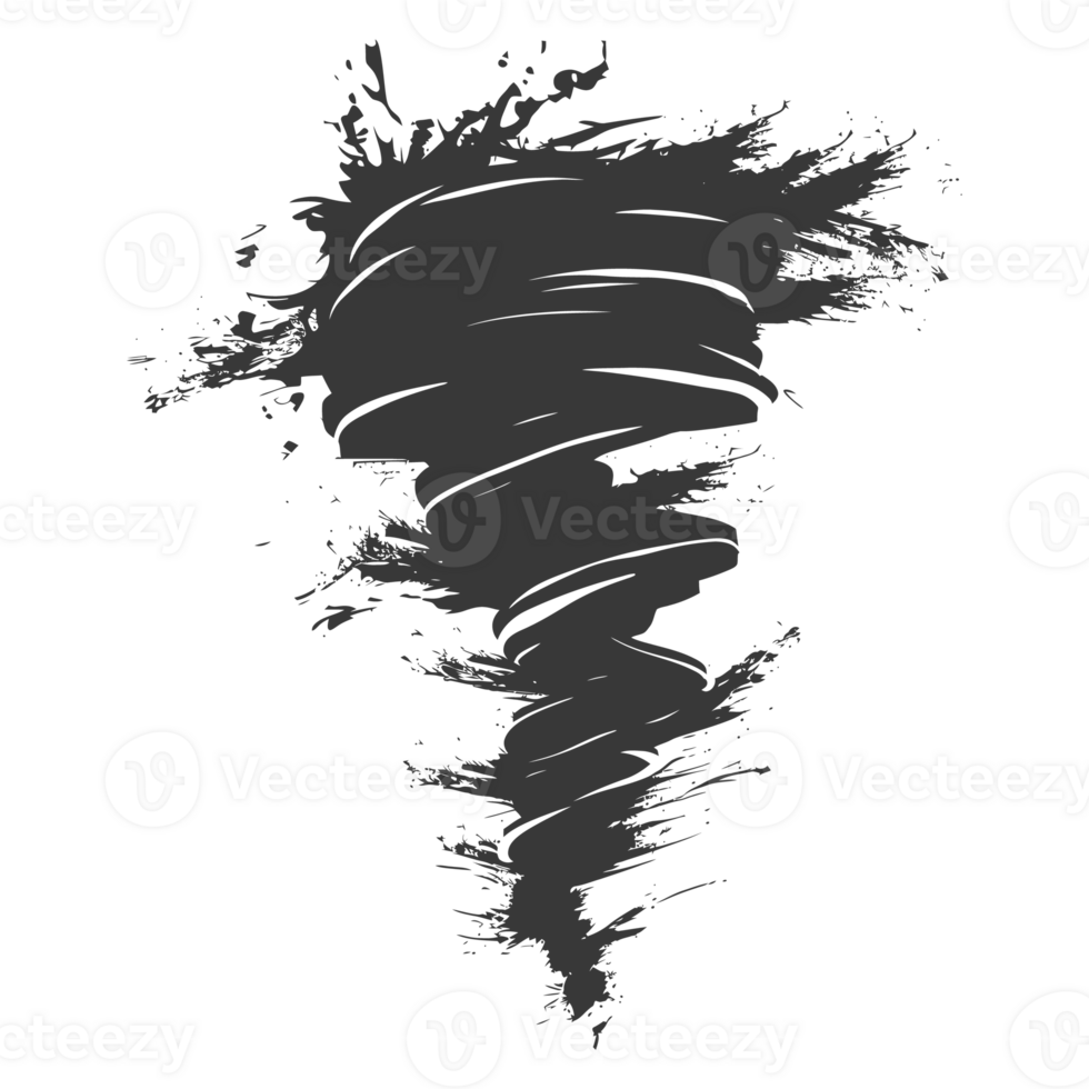 AI generated Silhouette Tornado whirlwind black color only png