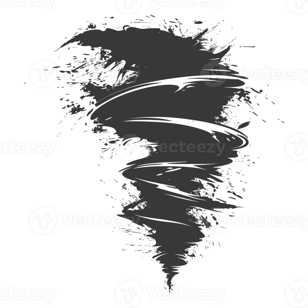 AI generated Silhouette Tornado whirlwind black color only png