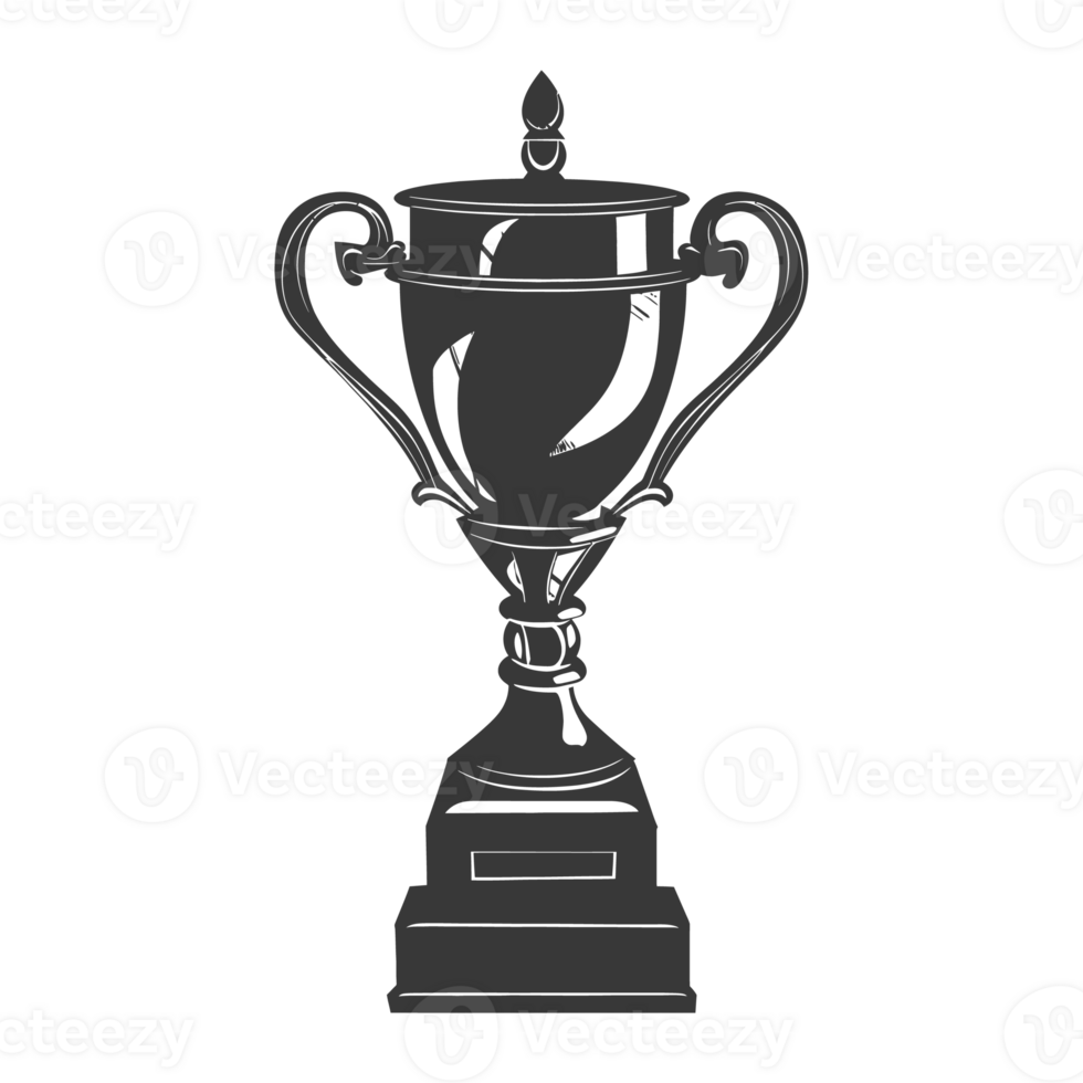 AI generated Silhouette trophy winner symbol black color only png