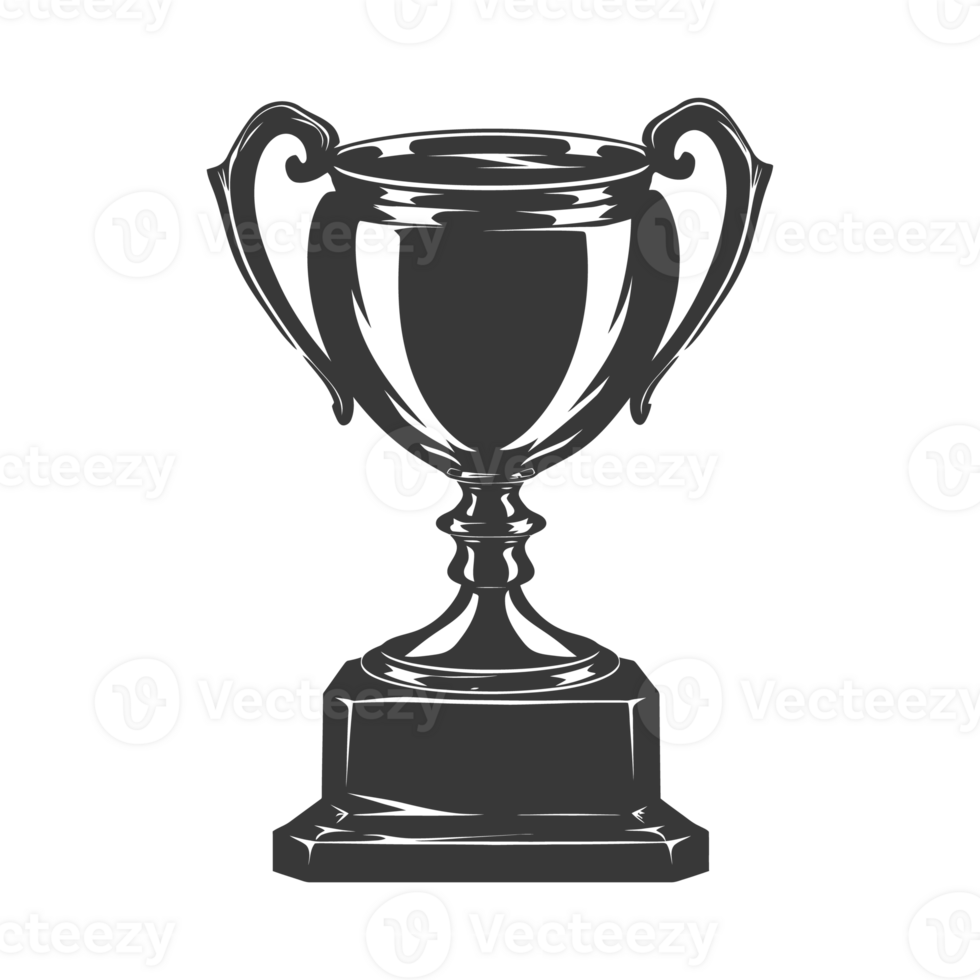 AI generated Silhouette trophy winner symbol black color only png