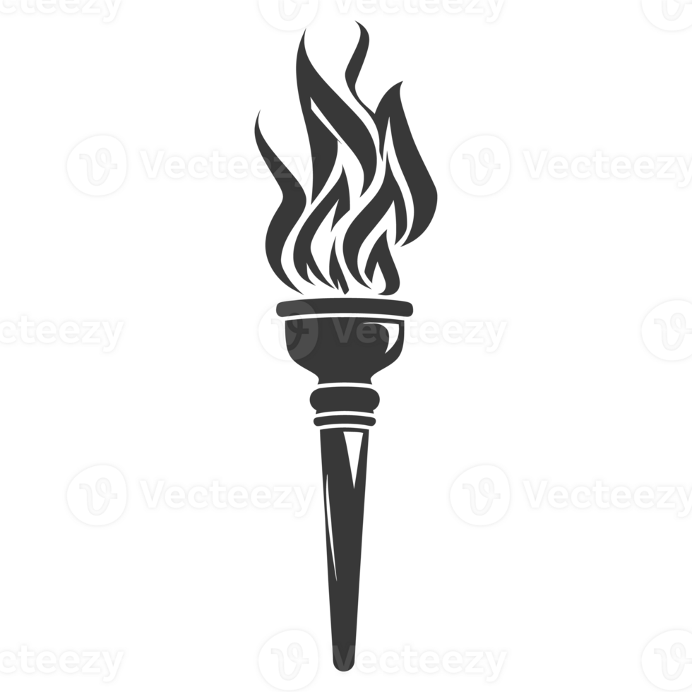 ai generado silueta antorcha negro color solamente png