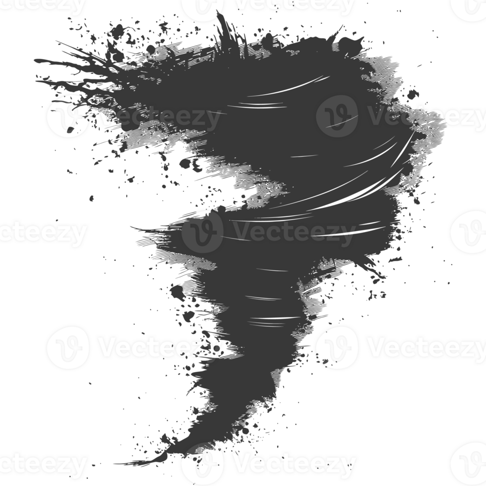 AI generated Silhouette Tornado whirlwind black color only png