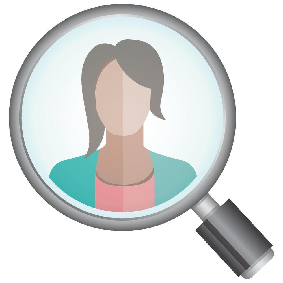 woman and magnifier glass vector illustration