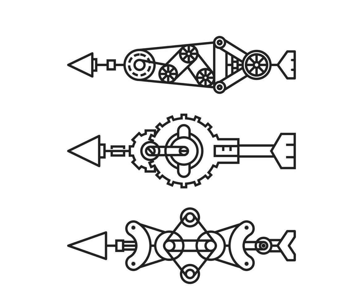 flechas arma conjunto línea vector ilustración